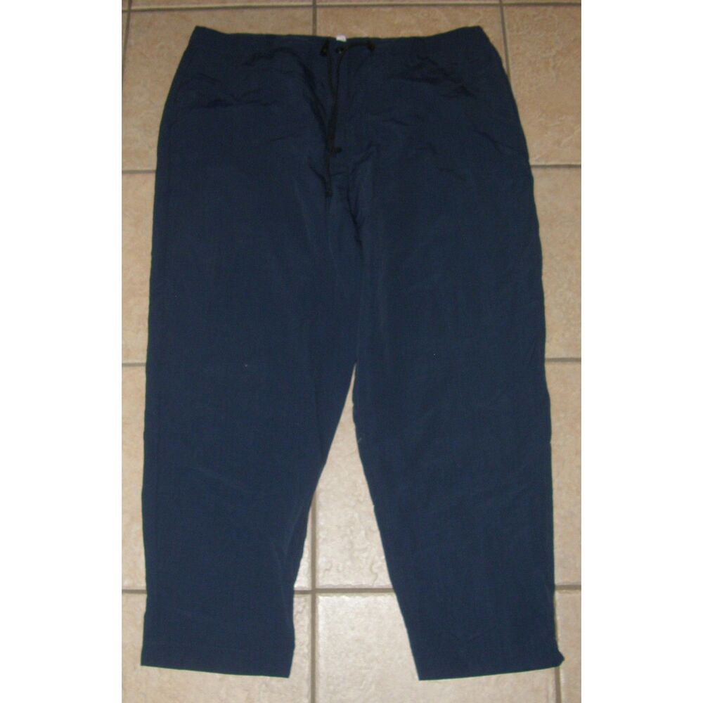 CASUAL CORNER ANNEX Navy Blue Plus Sz 2X Drawstring Waist Nylon Pants Pockets